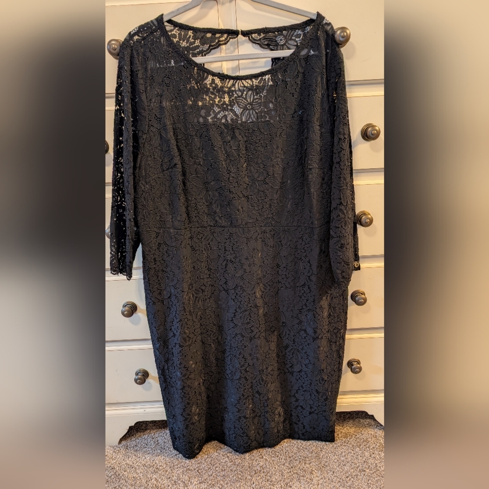 Loft Black Lace Dress  Size 18